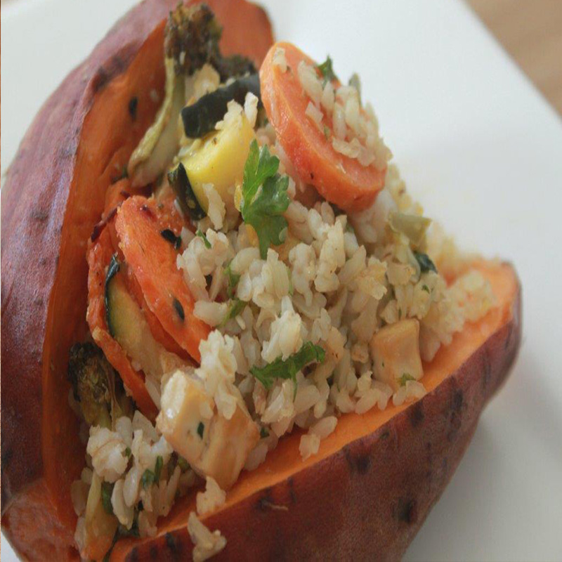 Stuffed Sweet Potato with Rice and Vegetables