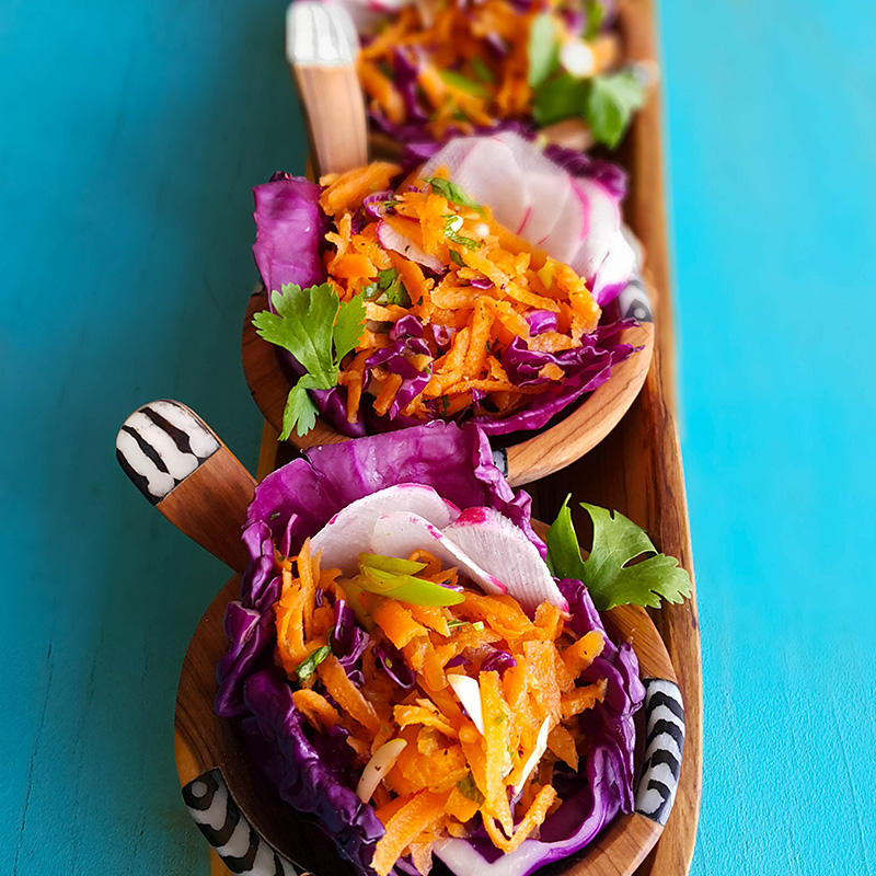 Carrot, Red cabbage and Radish salad