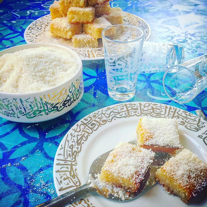 Sweet Coconut Semolina Cake (Nammoura)