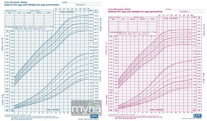 منحنيات النمو لدى الأطفال الإناث والذكور