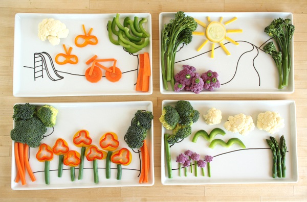صورة لأطباق الأطفال الجميلة المزينة بالخضراوات