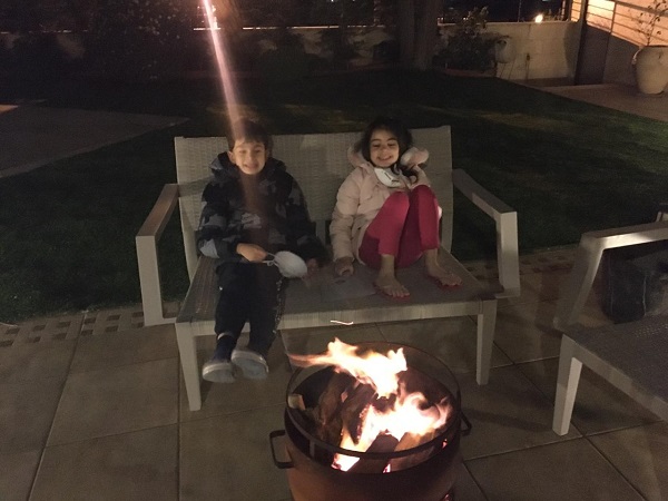 children enjoying campfire during qaurantine 