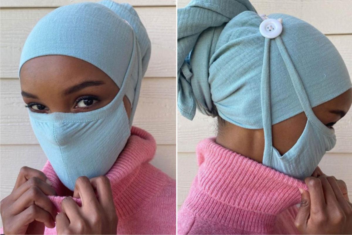 a Hijabi wearing a face mask 