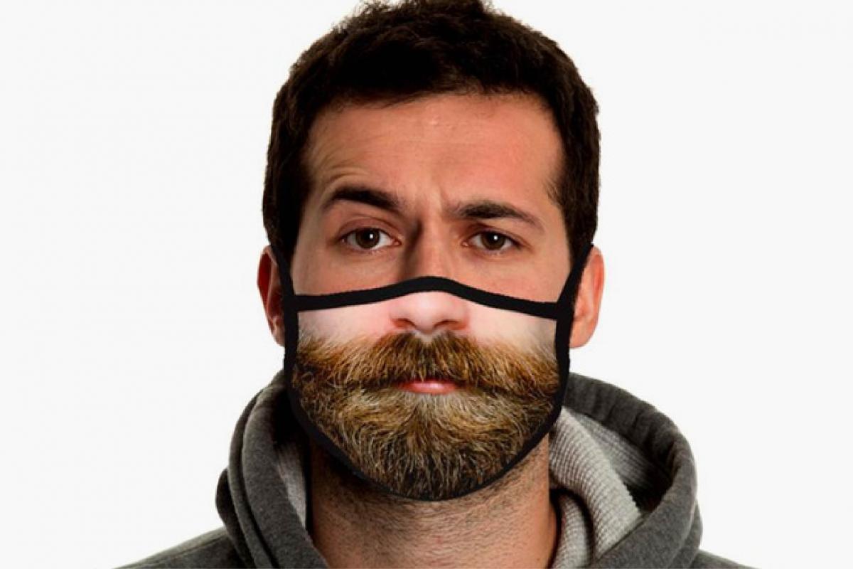 a man wearing a beard face mask 