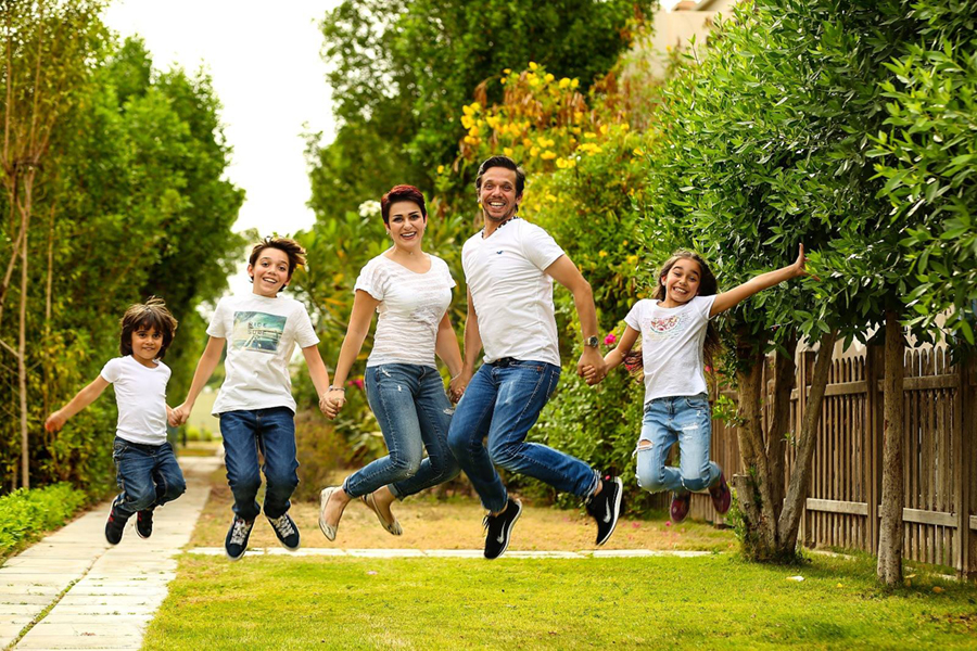 Rawand Jabai with her husband and kids