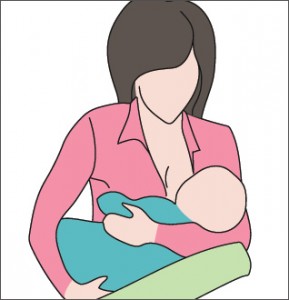 cross chest breastfeeding position drawing 