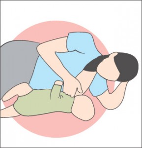 side laying breastfeeding position drawing 