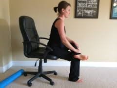  a women practicing the Chair Groin Stretch