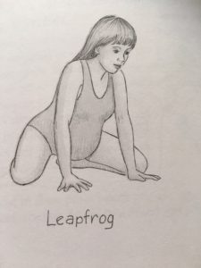  a painting showing the practice of Leap Frog Pose