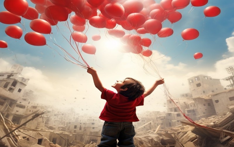 360Moms - Khaled Sadeden child gaza ballons illustrations